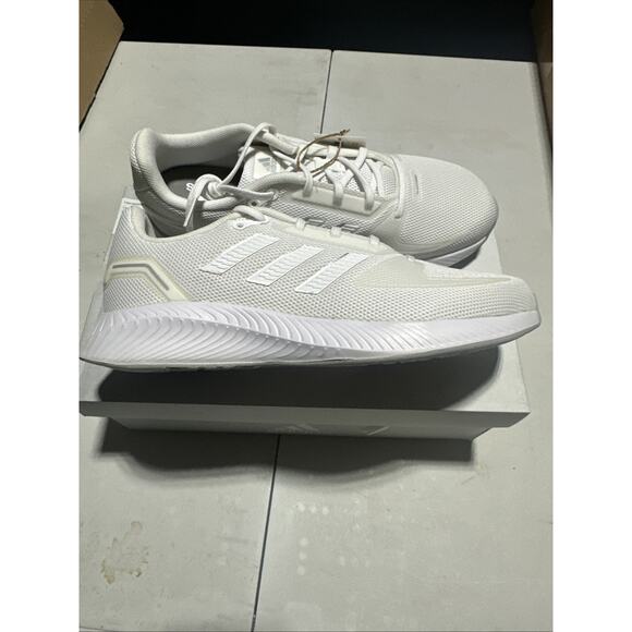 Size 8 - Adidas Womens Run Falcon 2 White Running Shoe NWD - Picture 1 of 7